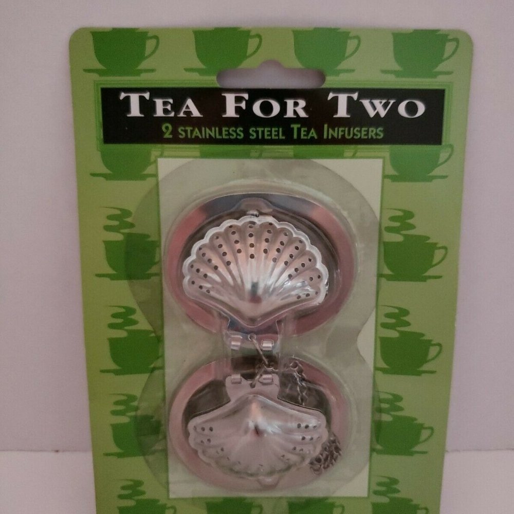 Tea For Two 2 Stainless Steel Tea Infusers Shells NEW